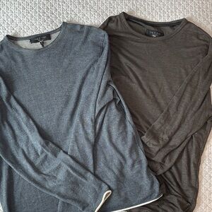rag & bone Long Sleeve Tees in Gray and Brown - 2 in Size Medium